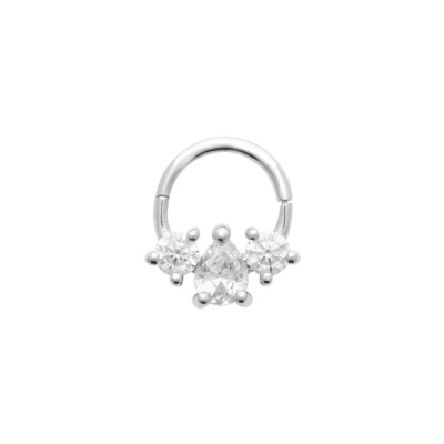 Créole en argent rhodié et oxyde de zirconium