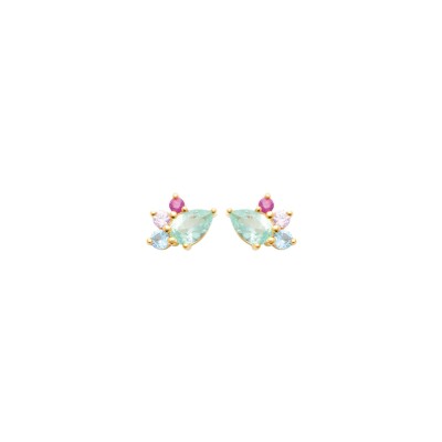 Boucles d'oreilles en plaqué or et pierre synthétique