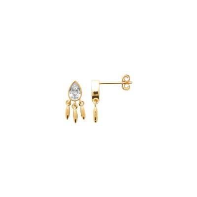 Boucles d'oreilles en plaqué or et oxyde de zirconium