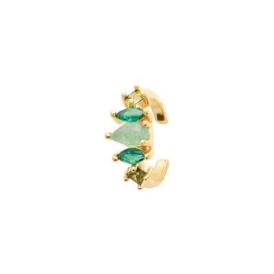 Boucles d'oreilles en plaqué or, oxyde de zirconium et pierre synthétique