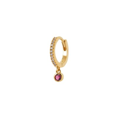 Créole en plaqué or, oxyde de zirconium et pierre synthétique