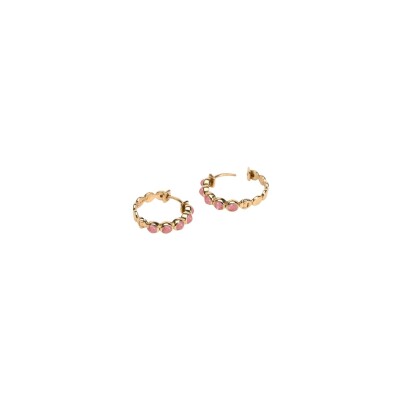 Créole en plaqué or et rhodonite