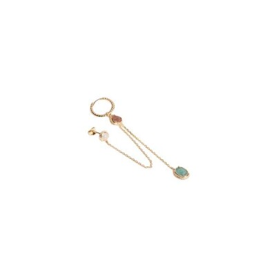 Boucles d'oreilles pendantes en plaqué or et pierre véritable