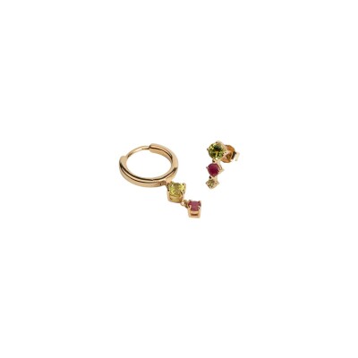 Créole en plaqué or et pierre véritable