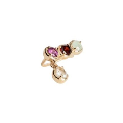 Mono boucle d'oreille en plaqué or et pierre véritable