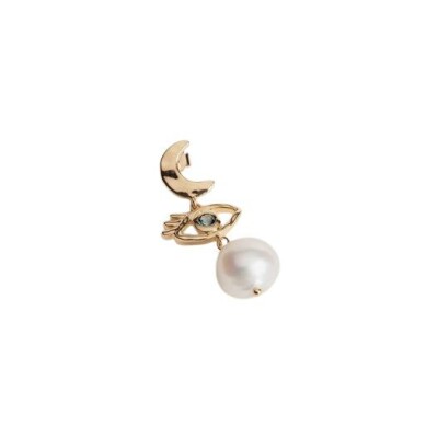 Mono boucle d'oreille en plaqué or et topaze