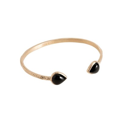 Bracelet jonc en plaqué or et agate noire