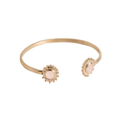 Bracelet jonc en plaqué or et quartz rose