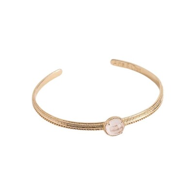 Bracelet jonc en plaqué or et quartz rose