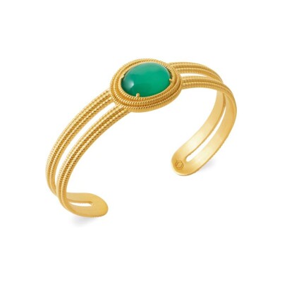 Bracelet jonc en plaqué or et pierre véritable