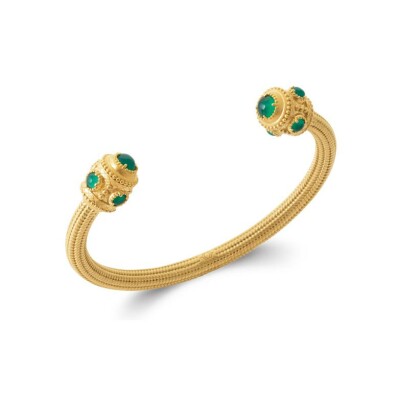 Bracelet jonc en plaqué or et pierre véritable