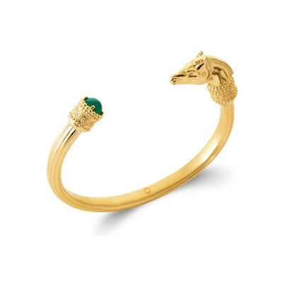 Bracelet jonc en plaqué or et agate