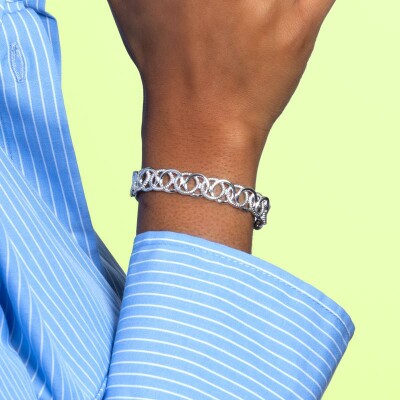 Bracelet jonc en argent rhodié