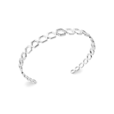 Bracelet jonc en argent rhodié et oxyde de zirconium