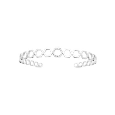 Bracelet jonc en argent rhodié et oxyde de zirconium
