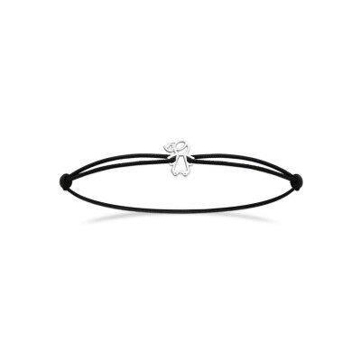 Bracelet cordon en argent rhodié et oxyde de zirconium