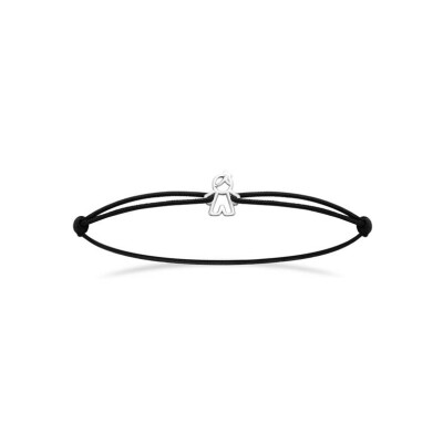 Bracelet cordon en argent rhodié et oxyde de zirconium