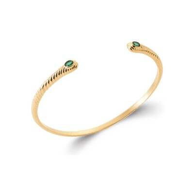 Bracelet jonc en plaqué or et pierre synthétique