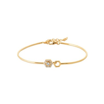 Bracelet jonc en plaqué or et oxyde de zirconium