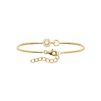 Bracelet jonc en plaqué or et oxyde de zirconium