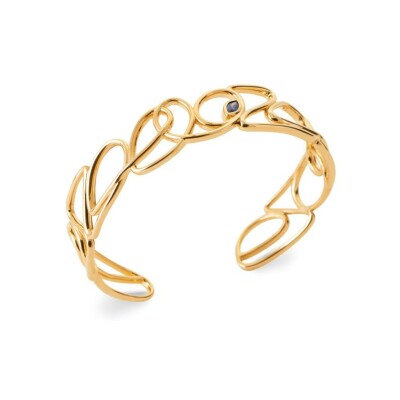 Bracelet jonc en plaqué or et pierre synthétique