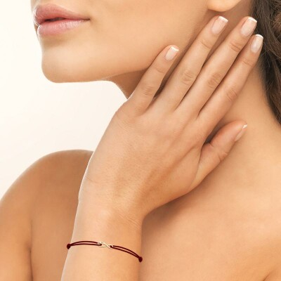 Bracelet cordon en plaqué or et oxyde de zirconium