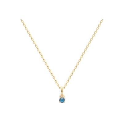 Pendentif en plaqué or, oxyde de zirconium et pierre synthétique