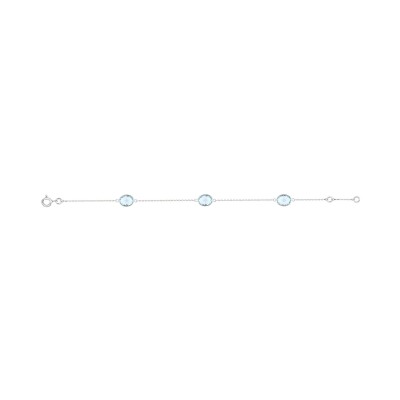 Bracelet en or blanc et topaze bleue