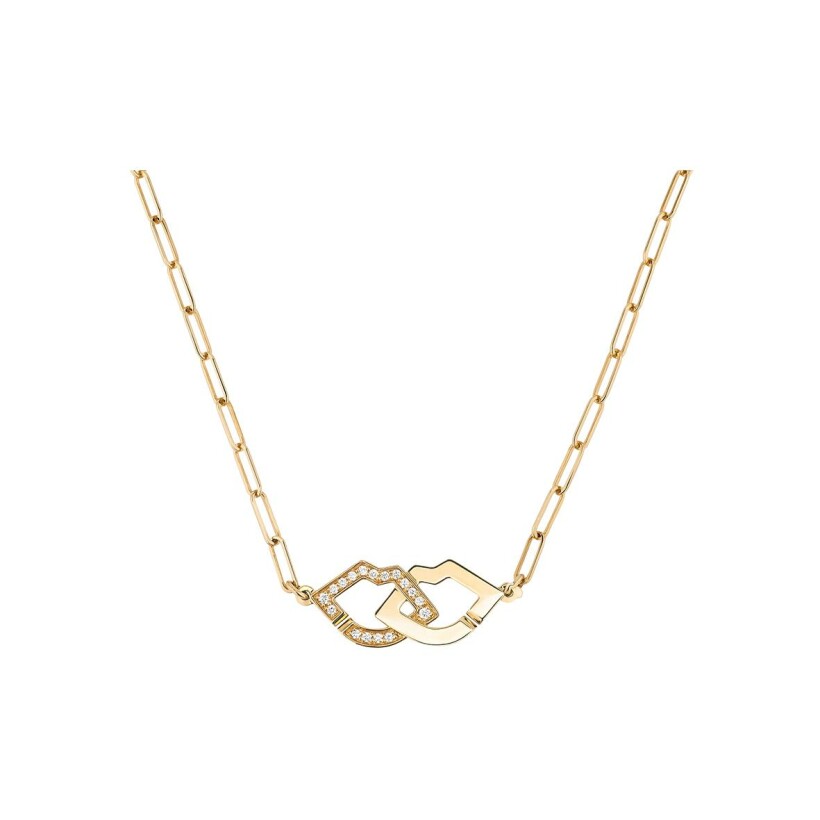 dinh van 2 Lips necklace in yellow gold and diamonds