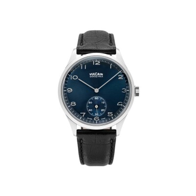 Montre Vulcain Grand Prix Blue 39mm bracelet cuir noir
