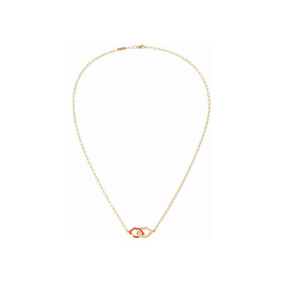 Collier dinh van 2 Lips en or jaune et laque rouge