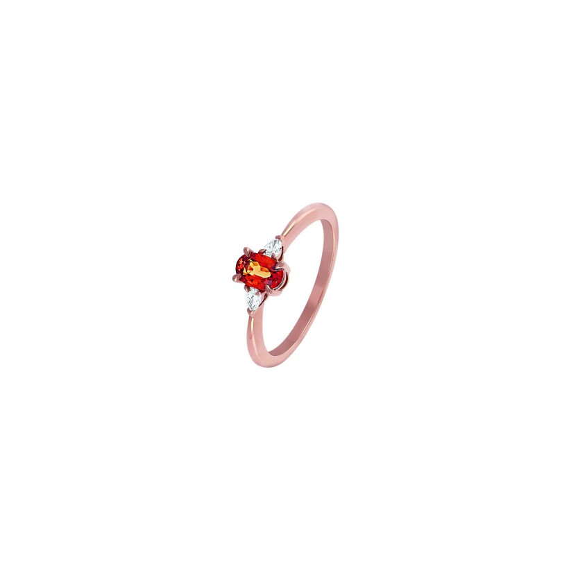 Bague Ph. Tisseront en or rose, diamants et saphir, taille 52