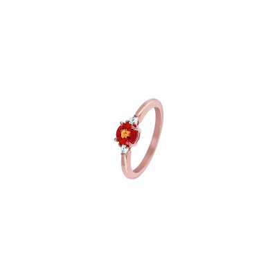 Bague Ph. Tisseront en or rose, diamants et saphir, taille 52