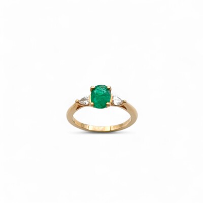 Bague or jaune Emeraude et Diamants