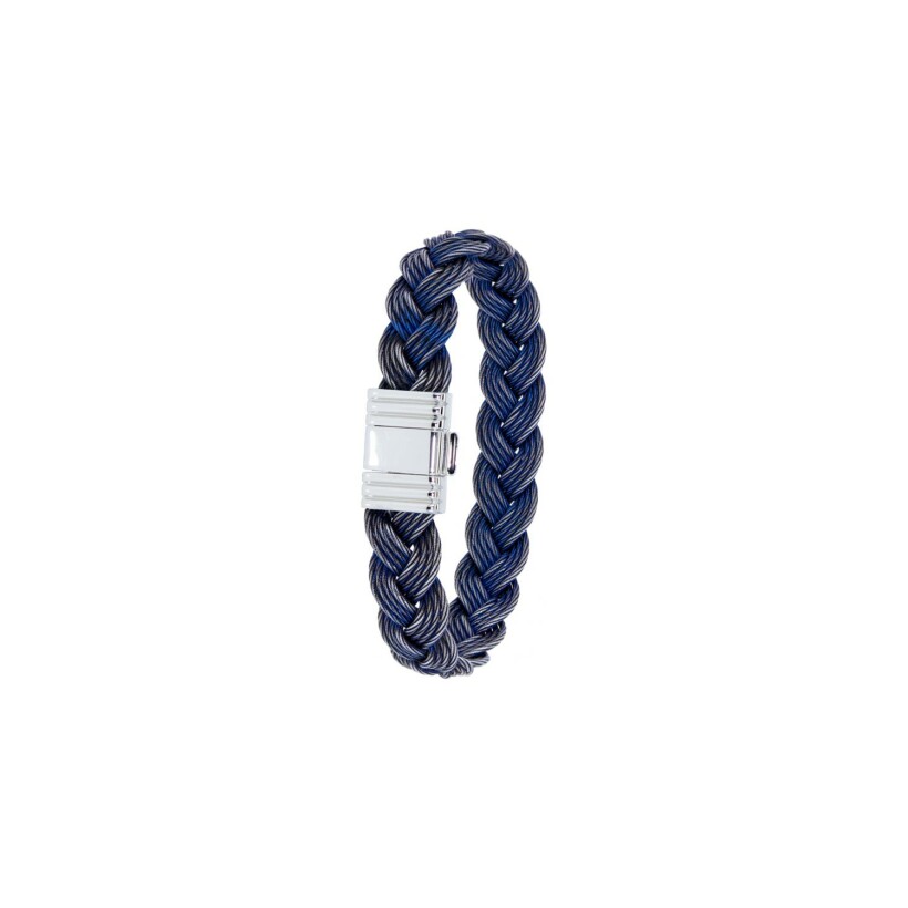 Bracelet Albanu Cap Horn Spinmaker tressé bleu en acier PVD
