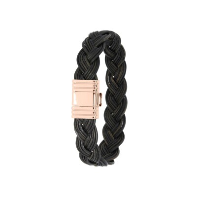 Bracelet Albanu Savane Kalahari en poil d'éléphant tressés, or rose et acier PVD
