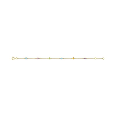 Bracelet en or jaune, améthyste, citrine, péridot et topaze bleue