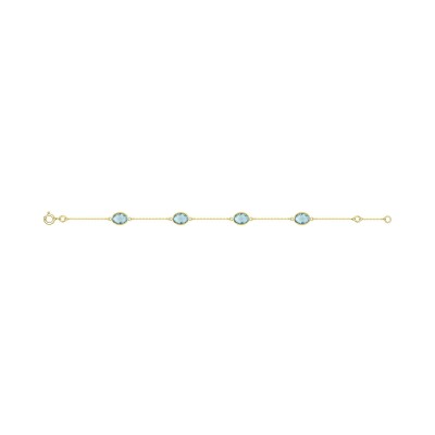 Bracelet en or jaune et topaze bleue