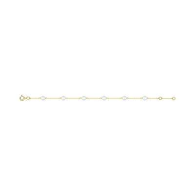 Bracelet en or jaune et perle de culture 5.5mm, taille 18cm