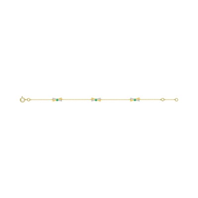 Bracelet en or jaune, or blanc et émeraude