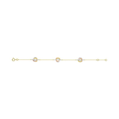 Bracelet en or jaune, or blanc, or rose et oxyde de zirconium