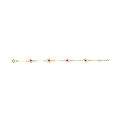 Bracelet en or jaune, or blanc et rubis