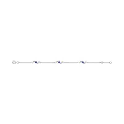Bracelet en or blanc, saphir et oxyde de zirconium