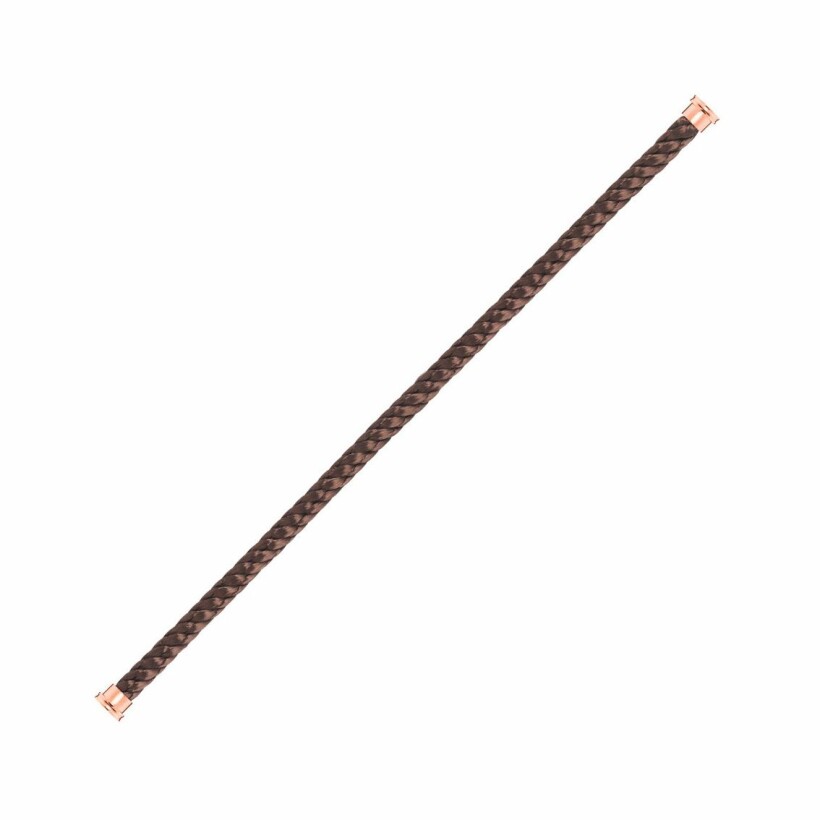 Câble FRED interchangeable Grand Modèle en acier chocolat embouts acier doré rose