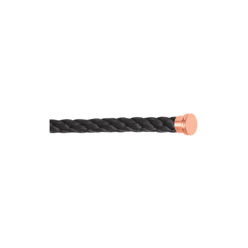 Câble FRED interchangeable Grand Modèle en acier noir embouts acier doré rose
