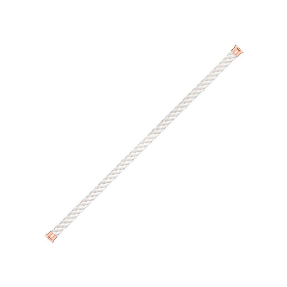 Câble grand modèle pour bracelet FRED Force 10 GM en corderie blanche avec embouts acier doré rose