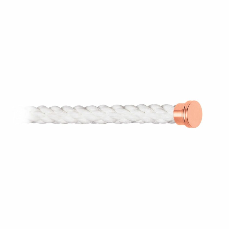 Câble grand modèle pour bracelet FRED Force 10 GM en corderie blanche avec embouts acier doré rose