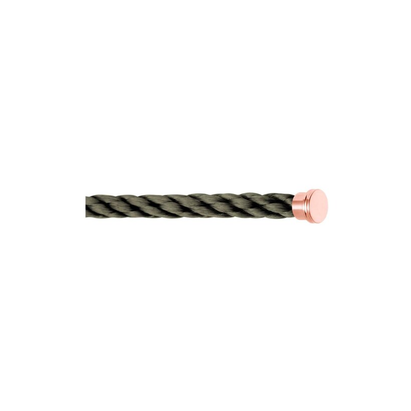 FRED large size bracelet cable, khaki rope with pink gold-plated steel clasp