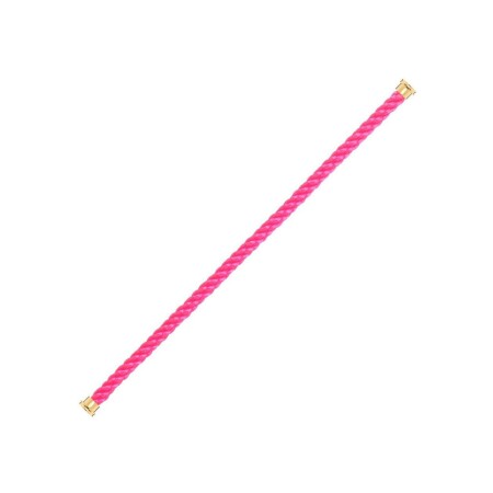 FRED interchangeable cable, large size, neon pink corderie, yellow gold-plated steel end caps