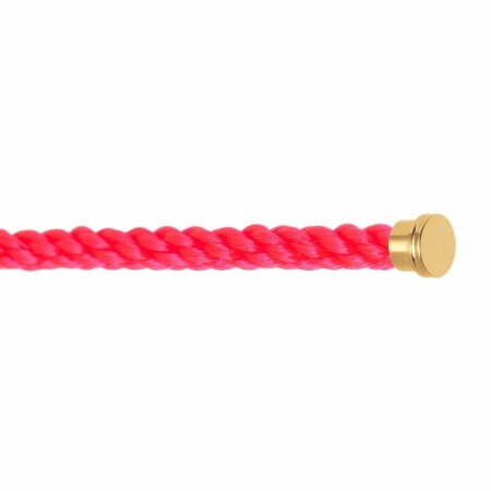 FRED interchangeable cable, large size, neon pink corderie, yellow gold-plated steel end caps